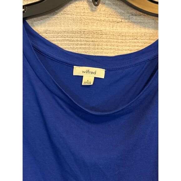 Aritzia Wilfred Royal Blue Short Sleeve Drape Top Size S - Picture 2 of 3